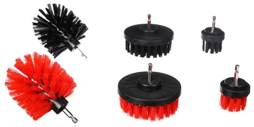 SIXTOL Car Detailing Drill Brush 6 Kit Limpieza Coche 6 Piezas | Cepillo Limpieza Coche para Interior y Exterior | Kit de Lavado de Auto con Cepillo para Llantas de Neumáticos o Motor del Auto