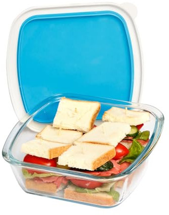 NUTRIUPS Mini Auflaufformen aus Glas mit Deckel 16 x 17 cm, Auflaufform aus Glas 1L, Quadrat Backofen Kristall