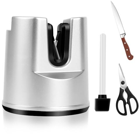 PBUSPU Affilacoltelli con Ventosa,Cucina e Forbici Affilla Coltelli con Regolazione Automatica Dell’angolo per Coltelli a Lama Dritta, Coltelli Seghettati e Forbici