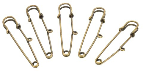 YOKIVE 20 Piezas Alfileres de Seguridad Alfiler de Metal con 1 Orificio Costura de Insignias Artesanales Ideal para Hogar Tienda Uso Diario (Tono Bronce 2.2)