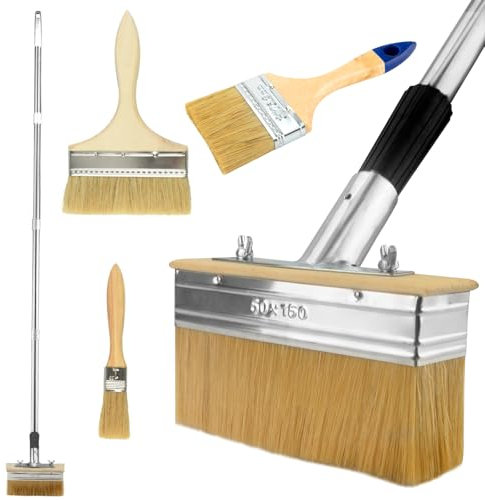 5.5 Decking Paint Brush Deck Stain Applicator with 60 Long Handle, 1/3/8 Paint Brush Included, Block Staining Brushes for Woodstains, Decking Paints Stains, Deck Coatings, Fence Wall Furniture