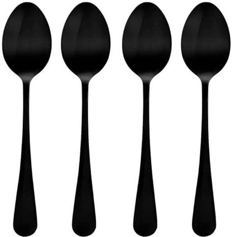 Secret de Gourmet - Lot de 4 Cuillères à Soupe en Inox Shadow 20cm Noir