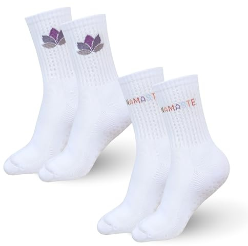 Made by Nami Set Pilates Socken Anti Rutsch Stoppersocken Damen 35-42 Yoga Kleidung Damen (2 Paar Namaste + Lotus)