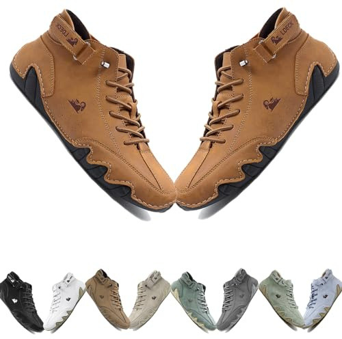 Stivali Alti Fatti a Mano Italiani, Scarpe Beck da Uomo Impermeabili, Pelle Leggera Antiscivolo Traspirante Outdoor Trail Sport Walking Casual Chukka Sneakers for Uomo E Donna(Light brown,45 EU)