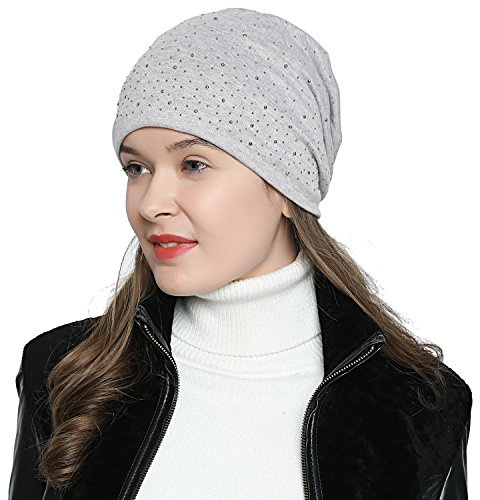 Dammössa vintermössa slouch beanie silverpaljetter nitar ljusgrå