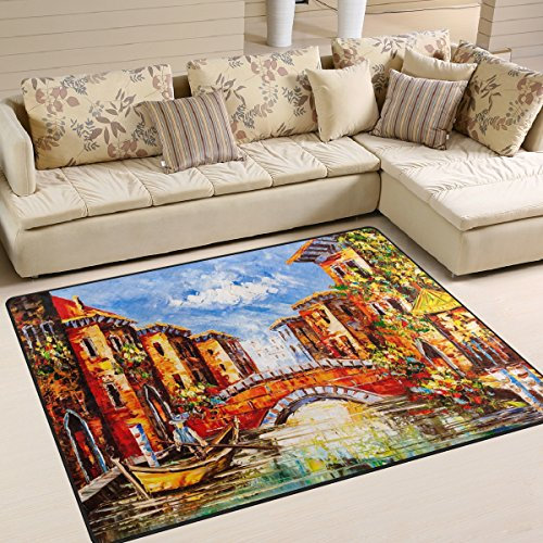Use7 Venedig Italien Ölgemälde Artwork Area Teppich für Wohnzimmer Schlafzimmer 203 cm x 147,3 cm