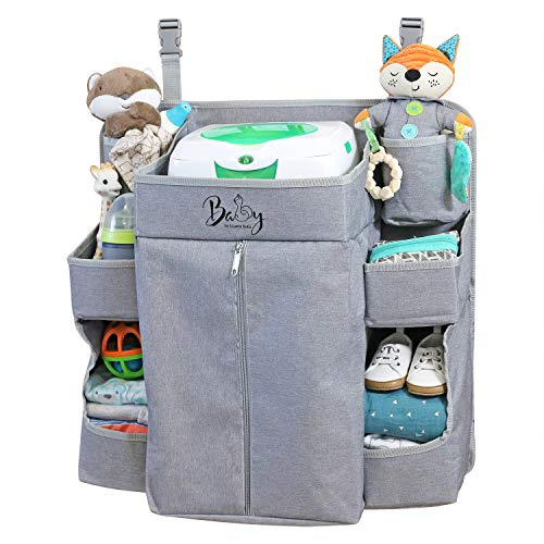 Llama Bella Premium Nursery Organizer | Hanging Diaper Caddy for Baby Essentials | Crib, Changing Table or Playard Storage Organizer | 8-Compartment