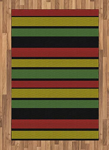 ABAKUHAUS jamaikanisch Teppich, Gestrickte Rasta Linien, Deko-Teppiche für Grosse Flächen für wie das Schlafzimmer und die Küche, 120 x 180 cm, Mehrfarbig