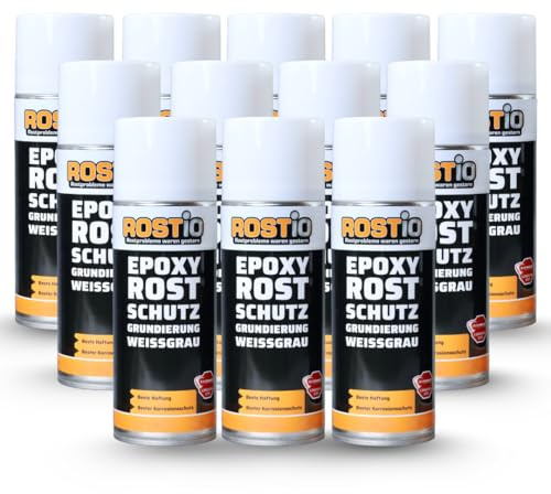 Rostio Epoxy Primer 1K | EP Primer antiruggine Spray | Protezione contro la corrosione | Primer Primer antiruggine | Asciugatura rapida (12 pezzi)