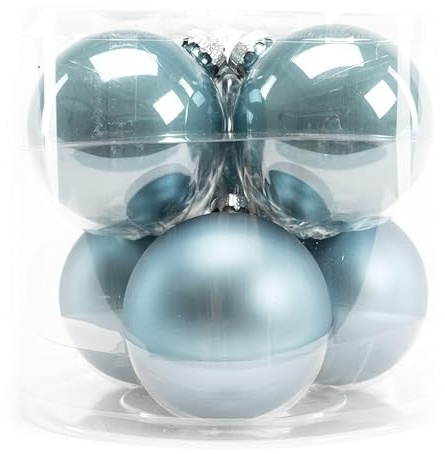 TrendLine Weihnachtskugeln Glas Ø80mm 6Stk dämmerungsblau Christbaumkugeln Xmas