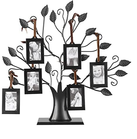 Natudeco Marcos fotos marco fotos árbol genealógico soportes para exhibición fotos familiares, árboles el hogar decoración escritorio árboles familiares con marcos fotos colgantes