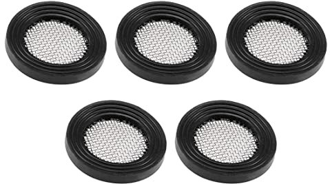 Haobase 5Pcs Black Rubber Flat Washer 3/4 24mm OD 16mm ID 3mm Thickness with Stainless Steel Filter for Faucet Pipe Water Hose