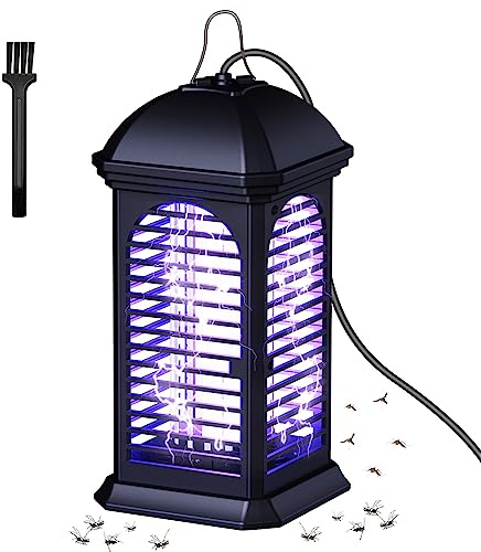 Elektrisk insektsfälla, myggfälla, 11 W, UV-ljus, flygande fidget-lampa, 360° inomhus och utomhus, insekter, med rengöringsborste, plug in mygg, pestavskräckande för myggor, flugor, svart