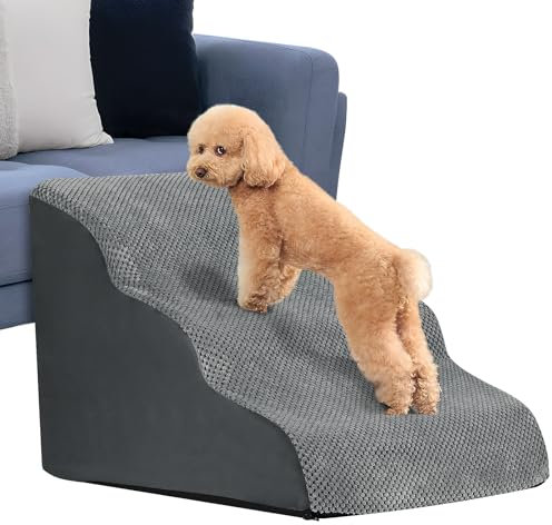 Haustiertreppe für Kleinen Hunde und Katzen, 3 Stufen 40cm Hoch Hundetreppe Katzentreppe mit Abnehmbarem, Waschbarem, Tragbar Haustiertreppe für Kleine Hund