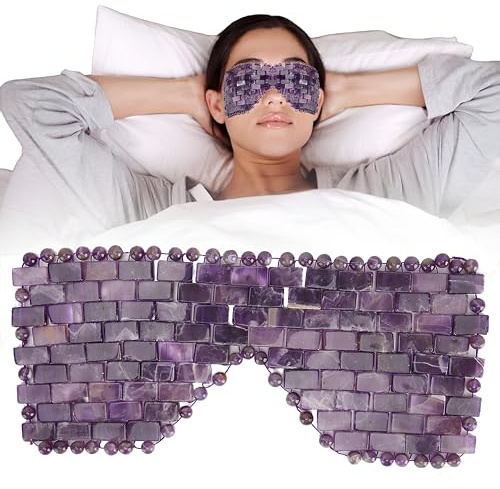 Máscara de jade refrescante para ojos hinchados, alivia y promueve el sueño, con piedras frías y calmantes y (amatista)