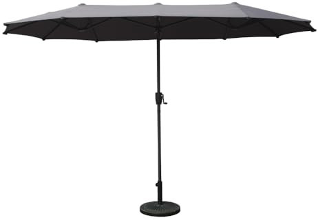 CONCEPT USINE | Parasol Double 2 x 4 m | Siena Gris | Forme Ovale | Jardin Piscine Terrasse | Hauteur Réglable | Structure Acier | Toile Imperméable 100% Polyester | Traité Anti UV