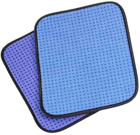 PATIKIL Mikrofiber bowlingboll Shammy Pad 25,4 cm x 20,3 cm, 2-pack bowlingbollshandduk rengörare, halkfri bowlingtillbehör för män, blå/violett