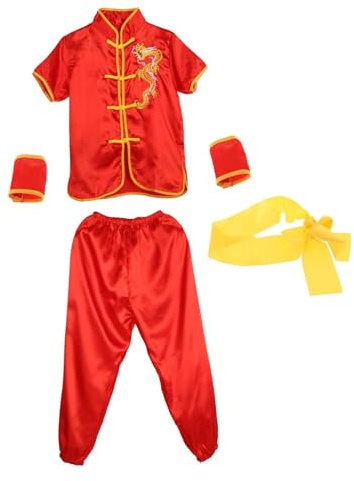 LeeQinersw Costume Traditionnel Chinois Wushu, Vêtements D'entraînement, Tenues D'arts Martiaux pour Hommes et Femmes, Unisexe, Doux, Léger et Confortable, Rouge 180
