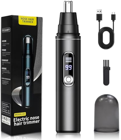 SENLINLIN Nose Hair Trimmer for Men Women, Professional Painless Men's Hair Trimmer, Rechargeable Cordless Painless Ear & Nose Hair Clipper, Dual Edge Blades, IPX5 Waterproof, Battery Display