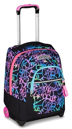 Seven Zaino Trolley, Scuola Elementare, Doppio Uso, Doppio Scomparto, Spallacci a Scomparsa, Bambina, Sprinkling, multicolore