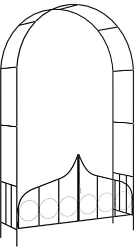 Xichuzi Arco de jardín con Puerta, Arco Jardin Exterior, Rosal Trepador, Arco Boda, Arco para Plantas Trepadoras, Arco Flores, Hierro Negro 138x40x238 cm