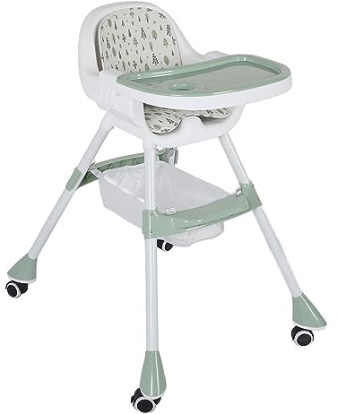 Seggiolone Trasformabile per Bambini, Seggiolone Multifunzionale Portatile Salvaspazio con Ruote Silenziose per Bambini Piccoli per Interni (GREEN)