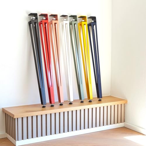 SOTECH Set di 4 Gambe per Tavolo a Forma di F, Altezza 745 mm, Nero Opaco Regolabile, Rastremate 70-40 mm con Viti di Serraggio (Senza Foratura) per Tavolo da Cucina, Tavolo da Pranzo, Tavolo da