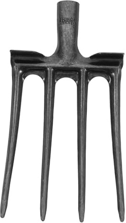 SOIMISS Fourche à Bêcher en Acier 4 Dents pour Jardinage Et Agriculture, Tête De Remplacement 35 Mm, Décompactage du Sol, Outil Stable pour Préparation Et Entretien des Cultures
