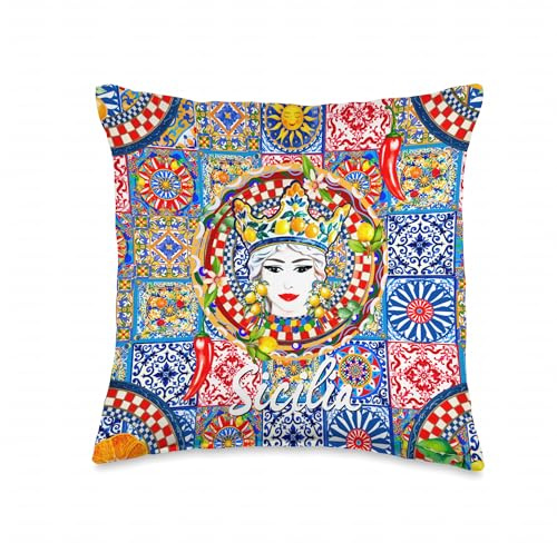 Italian Sicilian Moors Head Summer Lemon Art Throw Pillow