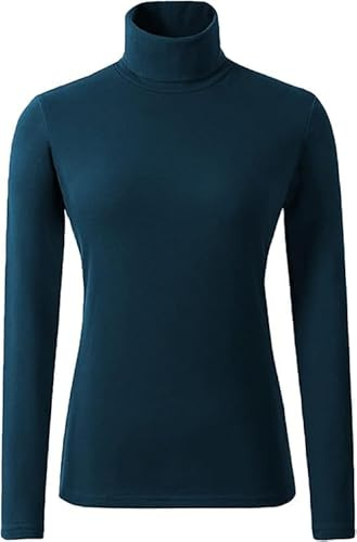 Ladies Roll Neck Polo Top,Soft Stretch Long Sleeve Turtleneck Jumper for Women, Plain Comfy Basic Layering Shirt, Ideal for Casual or Formal Wear, UK Sizes 8–26 (Plus Size) Teal