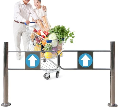 Puerta de seguridad de metal resistente, cierre automático, doble portal oscilante para supermercados y almacenes, puerta de valla de barrera unidireccional, 100 x 97 cm