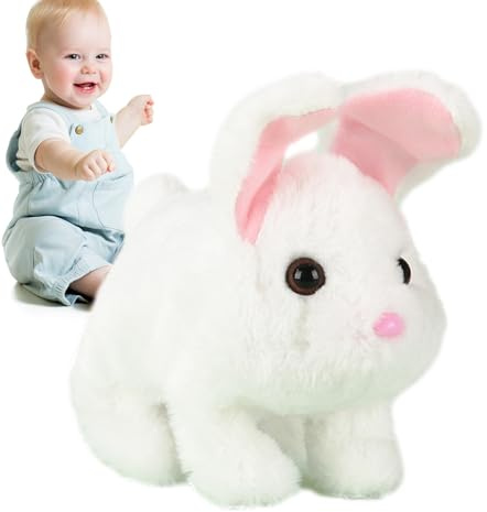 Generico Animali Domestici Elettronici - Coniglio Peluche che Cammina con Suono | Coniglio Interattivo | per Ragazzi, Ragazze, Bambini, Compleanno, Pasqua e Natale