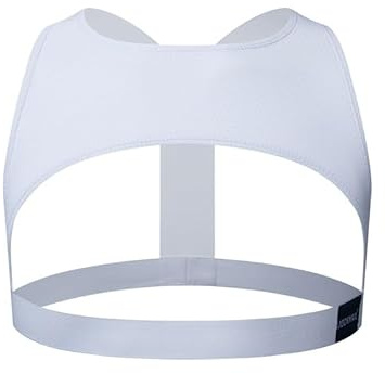 JOCKMAIL Men’s Fitness Chest Harness Vest Breathable Mesh Elastic Shoulder Straps for Gym Clubwear Stage Outfit (White, One Size)