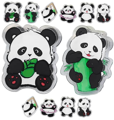 Amosfun Lot de 12 Pinces Photo Mignonnes en Acrylique Motif Panda, Clips Compacts pour Sachets et Dossiers, Accessoires de Bureau Pratiques et Décoratifs, pour Maison, Bureau et Fêtes