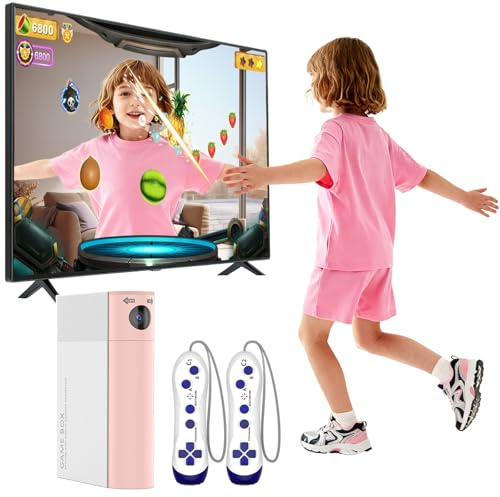 Console de Jeu AR à Mouvement Enfant:Jeu Vidéo Plug & Play - Cadeau 3+ Rose