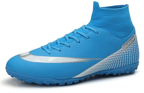 Chaussures de football à crampons pour homme - Chaussures de football à lacets antidérapantes - Cheville - Pour intérieur et extérieur - Pour jeunes enfants et grands garçons