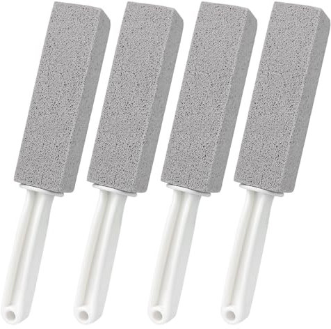 ddLUCK Lot de 4 pierres ponce de nettoyage avec manche pour toilettes et traces de calcaire, rouille de la grille de barbecue, pour la cuisine, salle de bain, piscine et ménage de la maison