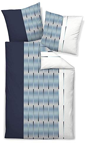 Janine Bettwäsche Mako-Satin blau Größe 1x 135x200 cm + 1x 80x80 cm