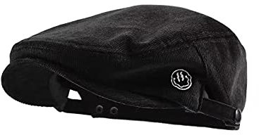 CMUNDLJQ 2 in 1 Vintage Look Cord Baseball Cap Barett Baskenmütze Schirmmütze Newsboy Verstellbar Schiebermütze Flatcap Für Herren und Damen (Schwarz)