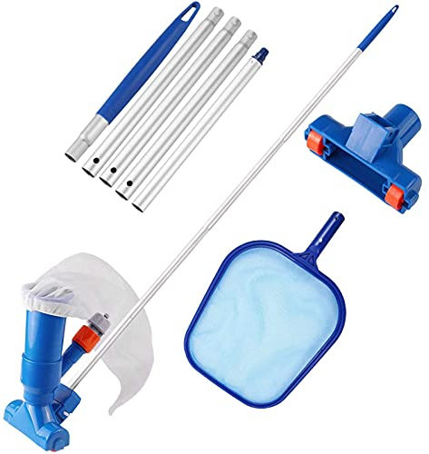 GJXJY Aspirateur Piscine, Aspirateur Piscine Hors Sol avec Épuisettes de Surface & Tige à 5 Sections, pour Piscines, Étangs, Aquariums, Fontaine
