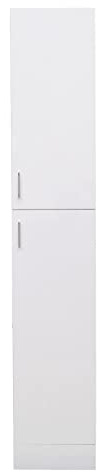 Jamiah White Tall Kitchen Cupboards Bathroom Tall Cabinet Bathroom Floor Standing Storage with Handles Unit High Gloss Front Cabinet With 2 Doors and 4 Shelves, W35cm x D30cm x H190cm