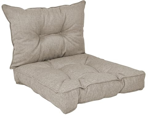 POKAR Loungekuddar Sittdynor Stolkuddar för Stol Trädgårdsmöbelkuddar, Uppsättning av 2 (1x Sittdyna 70x70x10 cm + 1x Ryggdyna 70x40x10 cm), Beige