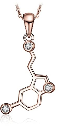 JewelryPalace 0.2ct Collana Serotonina Donna Argento 925 con Cubica Zirconia, Collana Ciondolo Pietra a Taglio Rotondo con Catena 45cm, Collane Pendenti Lunghe Oro Rosa Anniversario Set Gioielli Donna