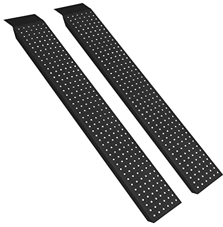 TRMLBE 2X Auffahrrampe bis 400kg Verzinkter Stahl Laderampe rutschfest Verladerampe Auffahrschiene Verladeschiene Auffahrrampen für Anhänger PKW Auto Motorrad - 160cm, Schwarz
