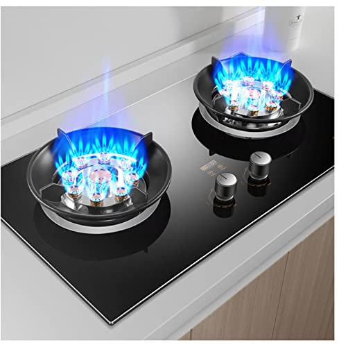Fornello A Gas Piano Cottura 2 Fuochi Vetro Temperato Bruciatori Singoli Fornello Accensione Automatica Campeggio Bruciatore Singolo GPL/NG ， For Camper, Appartamenti, Esterni (Size : NG)