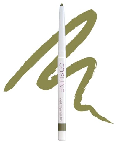 COSLINE Kajal Eyeliner Olive 105, Olivgrün, Wasserfester Kajal, Verschmiert nicht, Grüner Lidstrich, Weiches Auftragen, Starke Pigmentierung, Vegan, Made in Germany