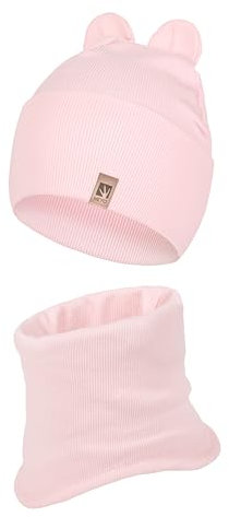 HEYO Kinder-Set Mütze Schlauchschal Beanie Loopschal Set für Mädchen Jungen Frühling Herbst (Rosa)