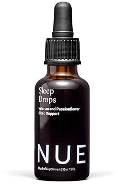 The Nue Co. Sleep Drops - Natural Sleep Support Tincture for Falling & Staying Asleep - Vegan & Cruelty-Free Sleep Supplement with Valerian Root, Chamomile & Passionflower | 30ml