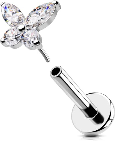 OUFER Body Piercing Labbro Piercing Threadless Labret Piercing 316L Stainless Steel Helix Tragus Earring 16G Push in Lip Ring Trago Stud Piercing Jewellery
