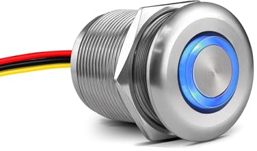 Obeaming Dimmer 12V PWM Regolatore Interruttore Rotativo per Furgone Camper Yacht, DC 12V Dimmerabile Luci LED, Incandescenza, Alogena, Singolo colore Striscia Luce, Foro da 22 mm Alluminio Argento